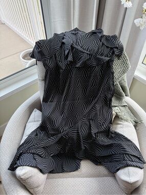 Express Black Dress with White Polka Dot Print